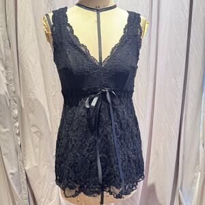 Ann Ferriday VTG Deadstock Stretch Lace Babydoll Whimsygoth Cami Top S/M